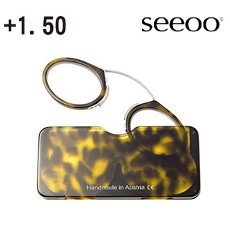 【Seeoo】奧地利攜帶型夾鼻式老花眼鏡(琥珀)+1.50