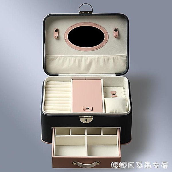 Sofis小馬多層大首飾盒首飾收納盒耳環盒飾品收納盒帶鎖帶鏡韓國