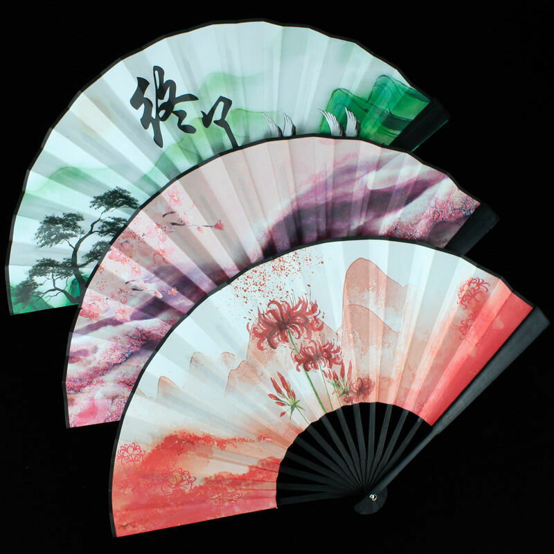 古風折疊扇子折扇中國風男生霸氣蹦迪夏季定制復古典漢服隨身便攜