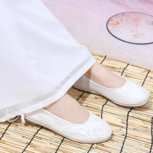 曲依思黛千層底老北京布鞋復古平底百搭繡花鞋古風淡雅漢服鞋子女 FX4600
