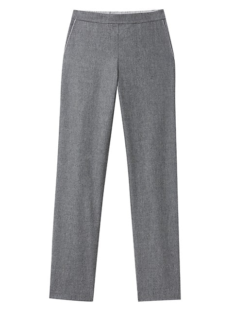 A classic trouser woven of a luxurious virgin wool blend, this rendition features an elasticized bac