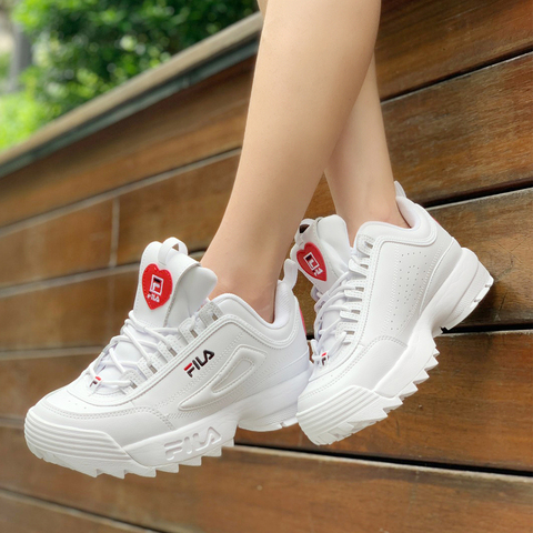 FILA DISRUPTOR2 HEART 情人節限定女運動鞋-愛心白 5-C608V-113