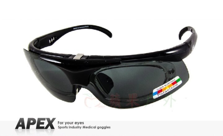 【【蘋果戶外】】APEX 976 黑 台製 polarized 抗UV400 寶麗來偏光鏡片 可掀式 運動型 太陽眼鏡 近視眼鏡 附內視鏡、原廠盒、擦拭布(袋)