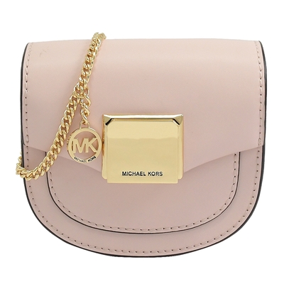 MICHAEL KORS LITA 超迷你金鍊翻蓋小廢包/卡片包(柔粉)