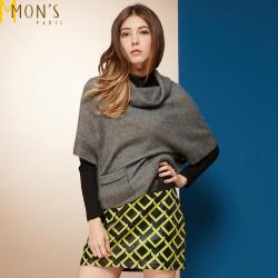 MONS時尚菱格印花綿羊皮A字裙