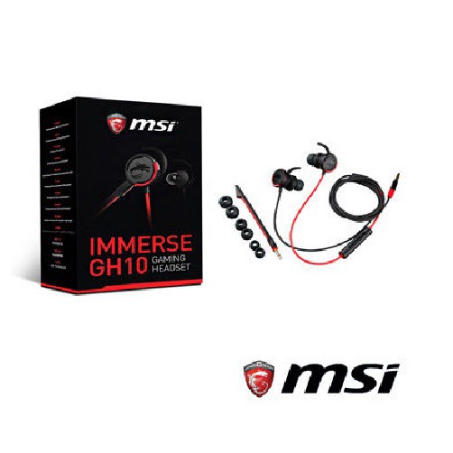 MSI IMMERSE GH10 耳塞式電競耳機 獨立可拆式麥克風 3 鍵線控盒與內建麥克風 特殊耳勾式設計