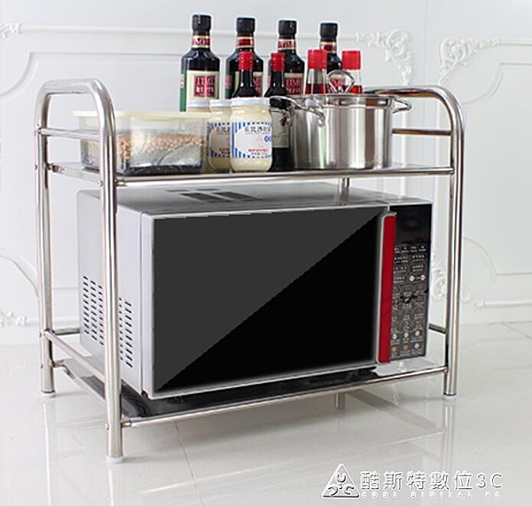 廚房置物架微波爐架子雙層不銹鋼烤箱架2層收納架調料架廚房用品