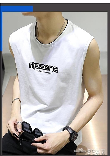 當當衣閣-夏季無袖t恤男士潮牌寬鬆背心潮流嘻哈運動籃球上衣坎肩健身訓練