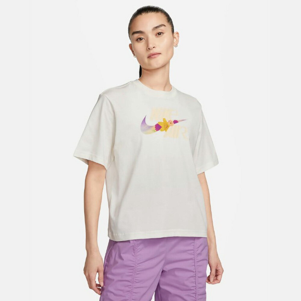 【母親節滿額現折】NIKE 短T NSW 白 花卉LOGO 基本款 休閒 短袖 上衣 女 FB8192-133