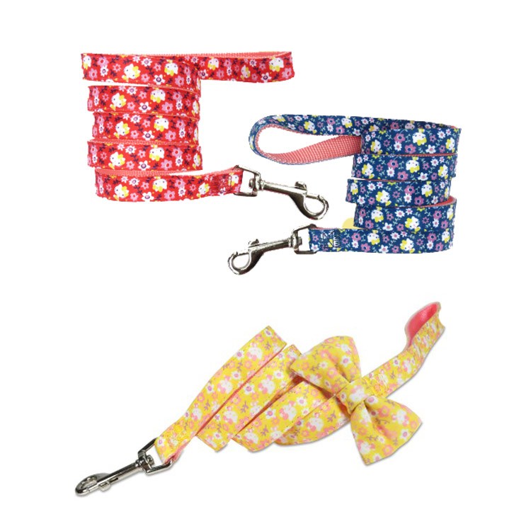 Hello Kitty和風款牽繩(S/M/L) 奶油黃 琉璃藍 莓果紅