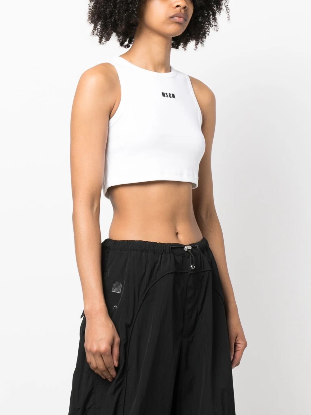 MSGM embroidered-logo cropped tank top