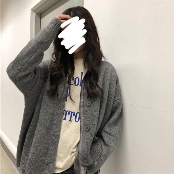 春季女裝韓版寬鬆慵懶風馬海毛厚實V領毛衣開衫針織衫上衣外套潮 小時光生活館