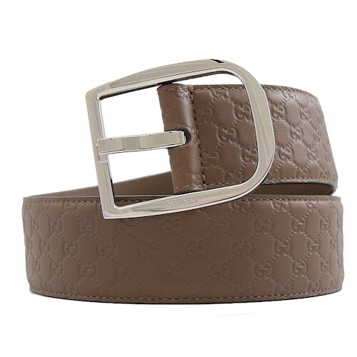 GUCCI 專櫃商品 449716 Guccissima GG 馬蹄金屬針扣皮帶.咖(95CM)