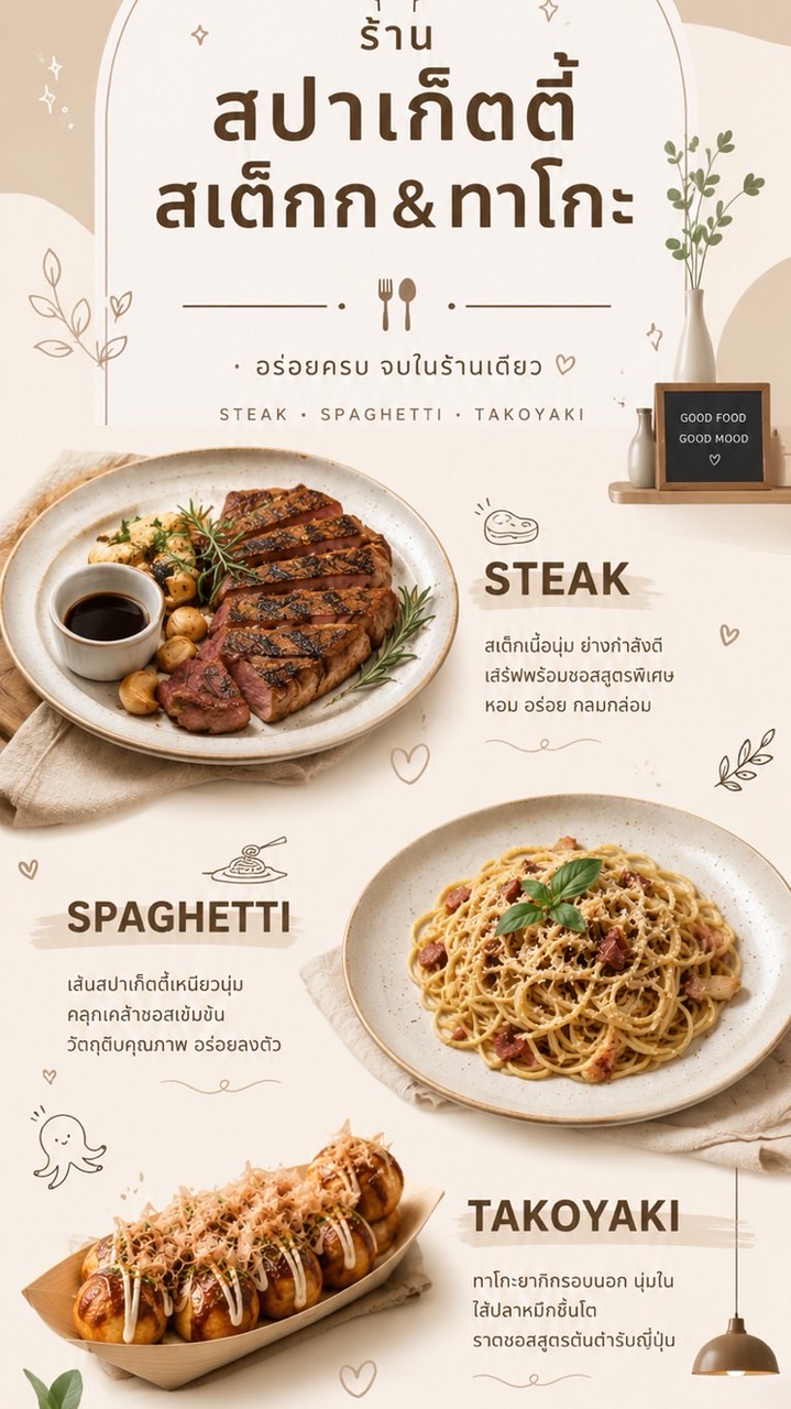 ร้านสเต็กเด็กหอ&สปาเก็ตตี้&ข้าวหมูทอดเกาหลี