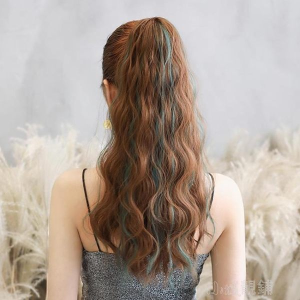 馬尾假發女長卷發抓夾式玉米燙馬尾羊毛卷嘻哈蛋卷馬尾辮挑染蓬松