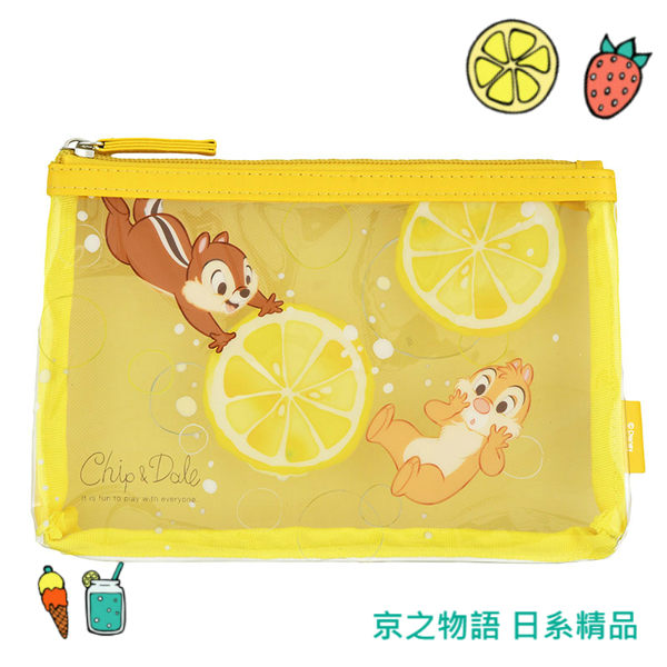 【京之物語】日本迪士尼奇奇蒂蒂透明筆袋 夏日氣息 蘇打汽水 正版商品-預購
