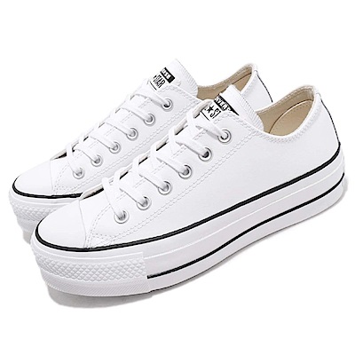 型號: 561680Cn品名: Chuck Taylor All Star Lift Cleann配色: 白色 黑色n特點: 休閒鞋 厚底 皮革 基本款 白 黑