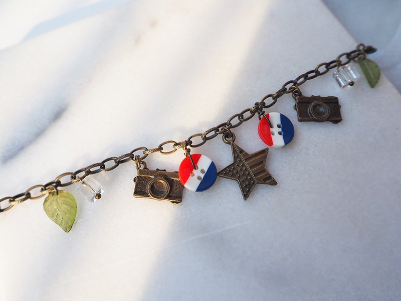 美國國旗星星 x 照相機 手鍊