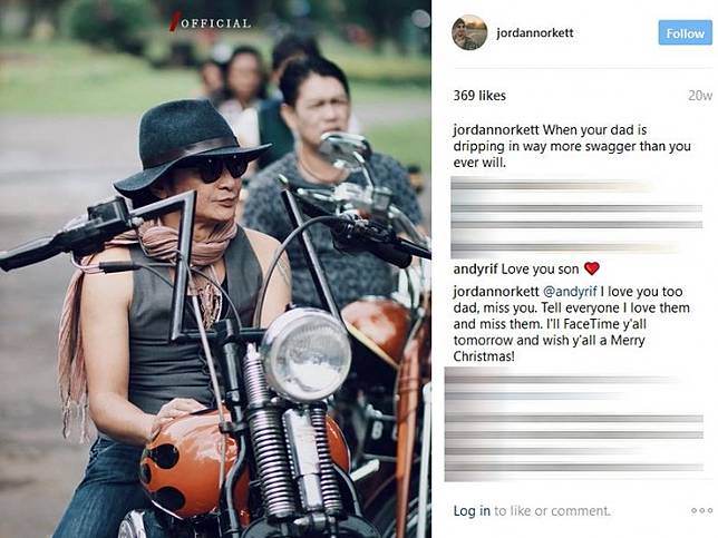 Jordan Norkett sering memuji sang ayah dalam laman Instagramnya. (Instagram)