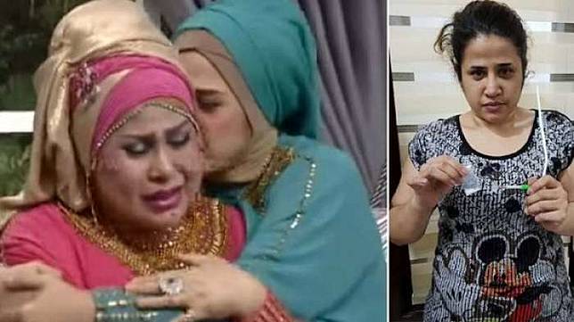 Elvy Sukaesih dan Dhawiya Zaida saat hadir dalam program Rumah Mama Amy (kiri) dan Dhawiya Zaida saat ditangkap polisi (kanan).