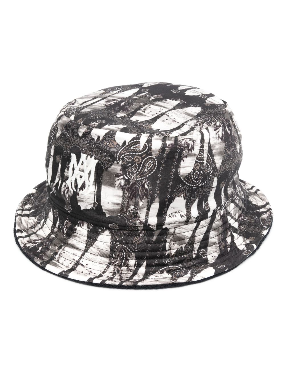 AMIRI - logo-embroidered reversible bucket hat - men - Silk/Cotton - One Size - Black