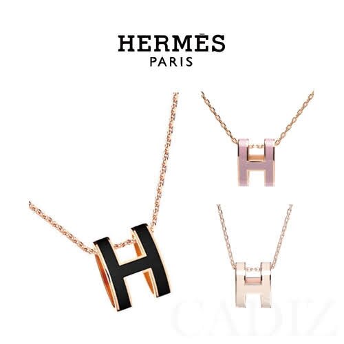 歐洲正品  HERMES Logo經典Pop H立體簍空橢圓項鍊 H147991FP