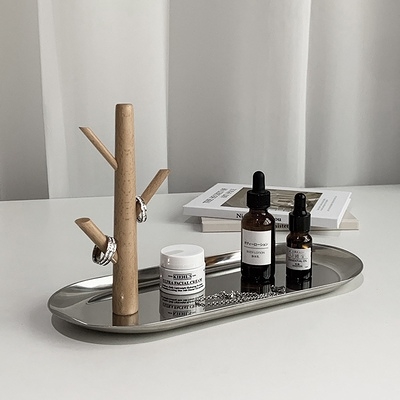 時尚可愛居家擺飾18 ins風玄關鑰匙架 不銹鋼置物托盤家居裝飾品