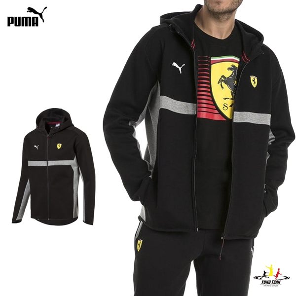 Puma Ferrari 男 黑 連帽外套 法拉利 運動外套 棉質外套 連帽 賽車 休閒 57670702