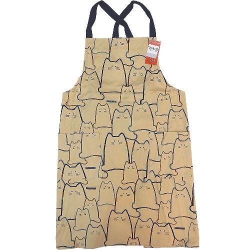 【波克貓哈日網】日本可愛圍裙◇貓咪圖案◇《卡其色背心式》