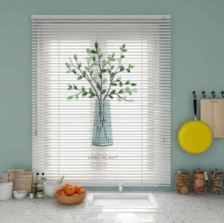 窗簾 家用免打孔百葉窗衛生間廚房浴室防水防油遮光遮陽升降印花窗簾【千尋之旅】