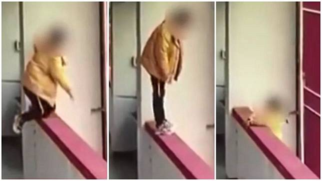 河南1名高一女生在廁所抽菸被老師抓到，事後竟從5樓墜下。(圖／翻攝自微博)