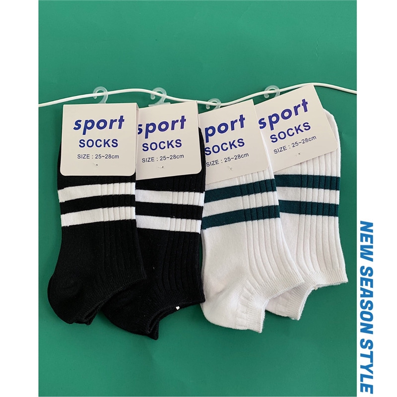 2019夏季韓國新品船襪 時尚黑白撞色拼接舒適運動短襪 男女學生百搭吸汗透氣棉襪 潮流休閒襪子 男生襪子 時尚配飾 飾品