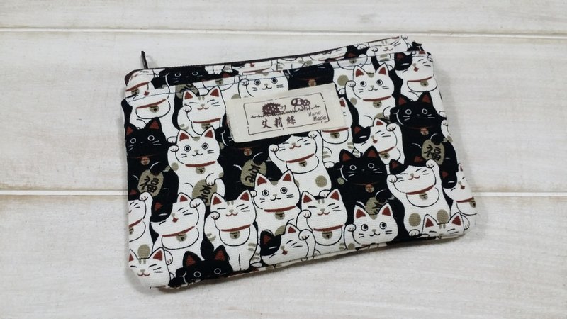 低調黑招財貓零錢包/收納包/卡片包