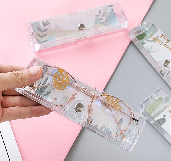 1264韓國可愛兒童塑料透明近視眼鏡盒卡通小清晰創意女太陽墨鏡盒