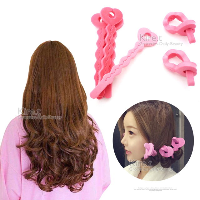 浪漫愛心髮卷，可愛造型卷髮DIY簡單捲髮、捲度浪漫自然輕量軟式海綿設計捲髮器攜帶方便，旅行也可以天天換髮型贈絨質莫蘭迪色系大腸髮圈隨心所欲創造自然浪漫捲度