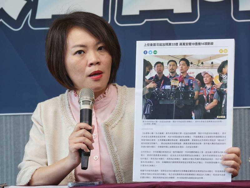 綠營議員質疑蔣萬安追加預算推新政策 圖 中央通訊社 Line Today