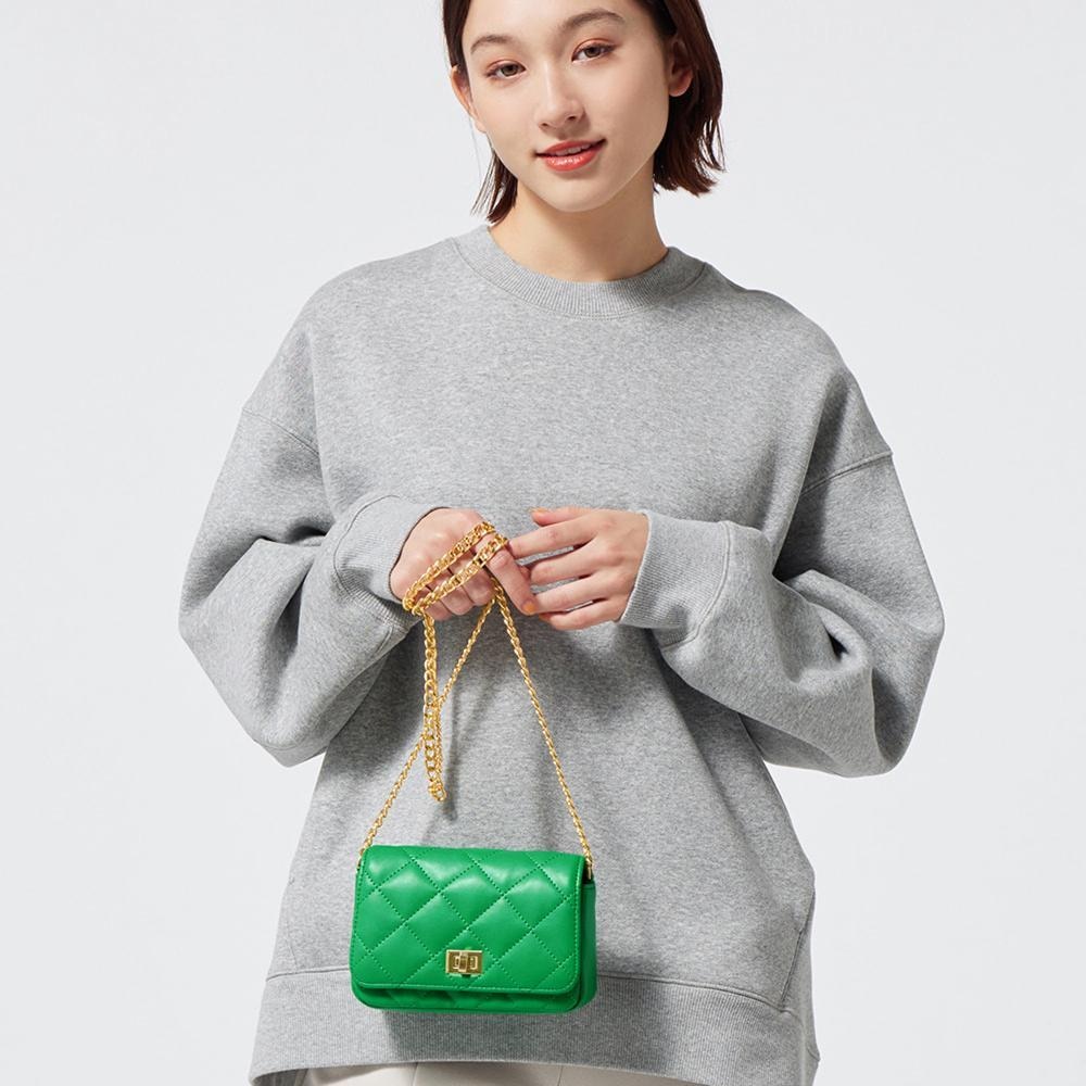 菱格壓紋金鍊迷你肩包