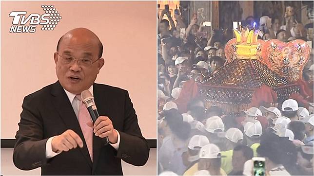 行政院長蘇貞昌表示，面對疫情嚴峻，相信媽祖會希望大家以健康為最優先。（圖／TVBS資料畫面)