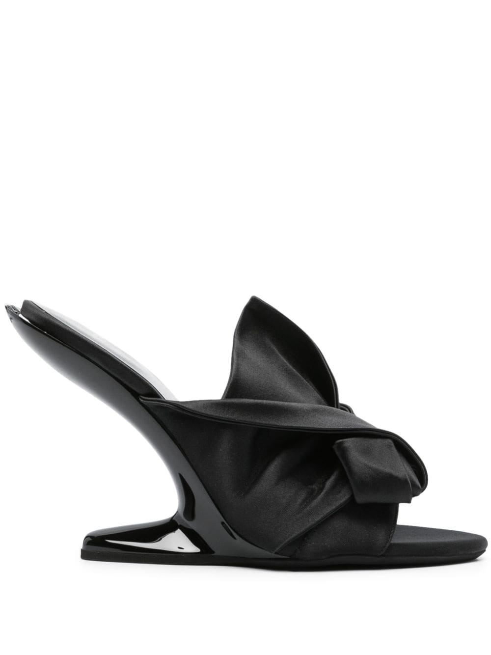 Nº21 - Bow 120mm open-toe mules - women - Calf Leather/Fabric/Rubber - 37 - Black