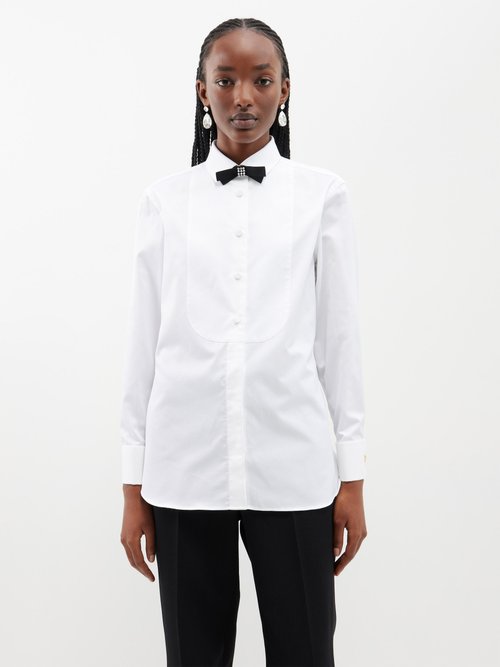 Gucci - Bow-tie Cotton-poplin Shirt - Womens - White Black