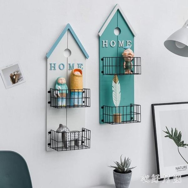 咖啡館店鋪置物架花架壁掛清新田園家居玄關收納裝飾墻