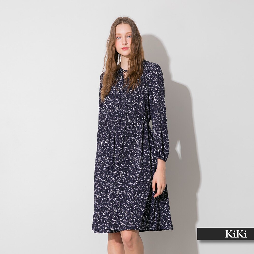 【KiKi】碎花開釦連身-洋裝(二色/版型適中)