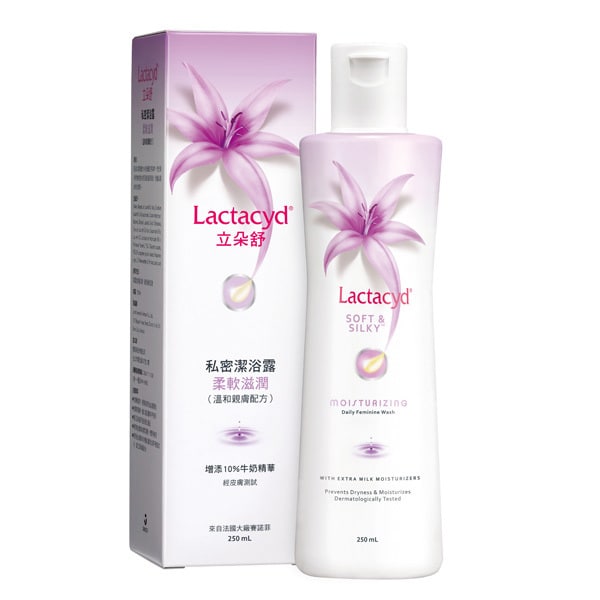 Lactacyd All-Day Fresh 含有私密肌膚原有保護成份天然乳酸，它不單清潔及保護私密部位，更加入草本精華，讓妳感覺有如身處清風之中，擁有一整天的清爽。經皮膚測試，適合每天使用。 乳酸：