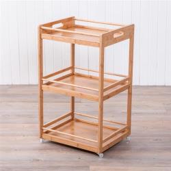 ◎竹製材質，堅固耐用。|◎附雙提把孔及附輪裝置，餐車移動性佳。|◎置物空間大。品牌:生活工場類型:置物架主材質:木質材質說明:材質說明/成份：竹及塑合板貼竹飾紋皮材質，表面噴漆處理。尺寸(公分):尺寸