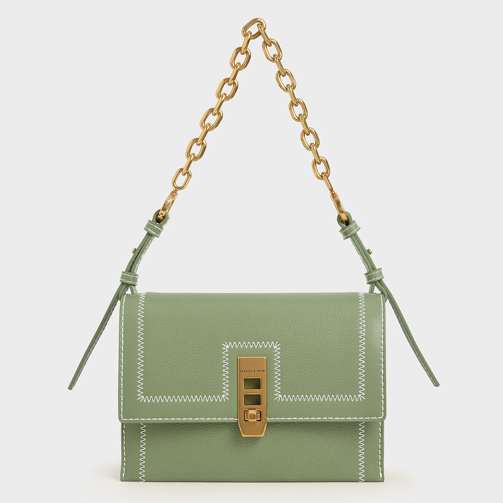 縫線轉釦手提包