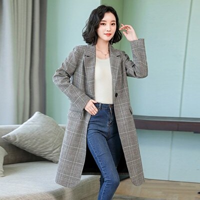 風衣外套中長版大衣-英倫格紋時尚知性女外套2色73to29【獨家進口】【米蘭精品】