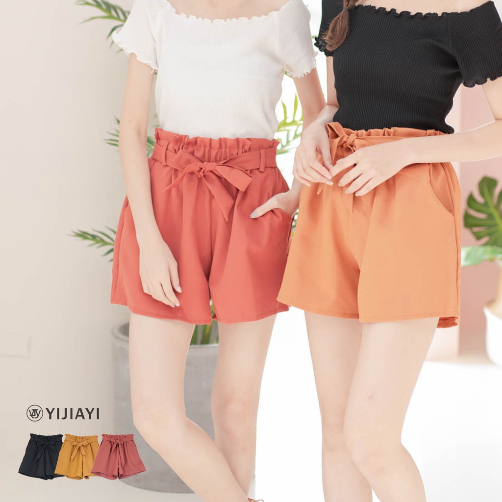 【現貨】【YIJIAYI】 高腰 花苞 綁帶 寬鬆 短褲【S廠】(S-P1824)