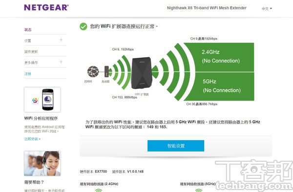 Netgear Nighthaek X6 EX7700－ AC2200三頻無線Mesh延伸器