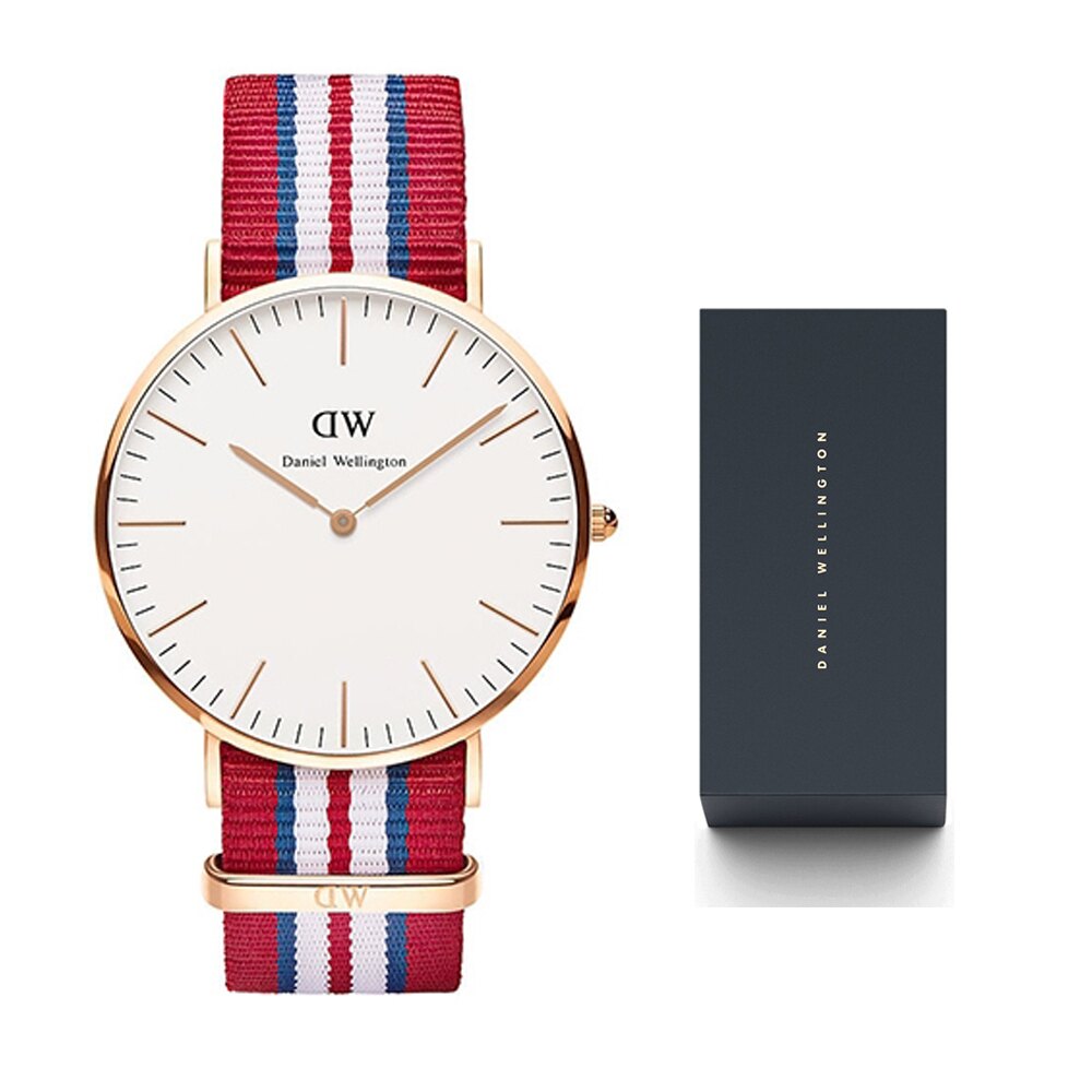 加贈 帆布錶帶+鋼化膜+DW手環【海外代購】DW Daniel Wellington-白面+金殼/40mm-DW00100012/0112DW