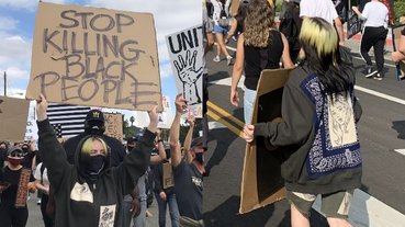 行動派！Billie Eilish 親自走上街頭加入抗議遊行，舉牌呼籲「停止繼續殺害黑人」！